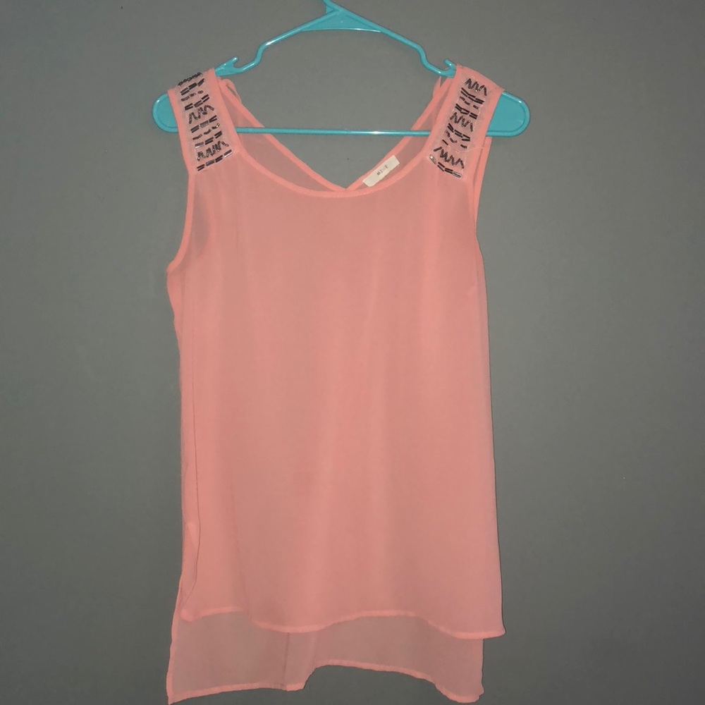 Cute Pink Beaded Tank